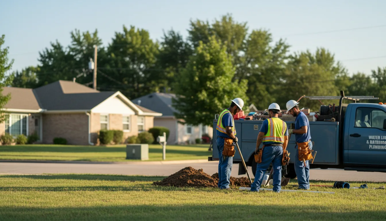 Residential water line and bathroom plumbing service in Connerville, OK